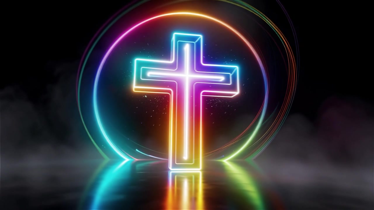 Croce Cristiana Luce Celestiale Sfondo per il Culto.