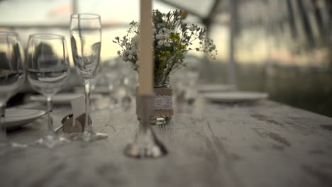 decorated table with wine glasses and candle