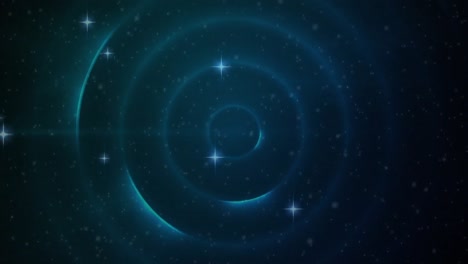 animation of shapes and circles on blue background