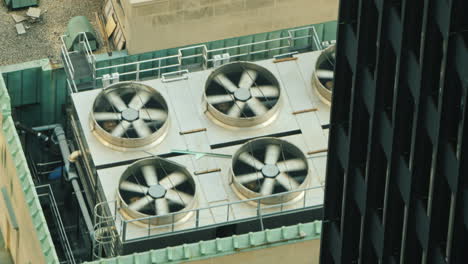 huge ventilation installation on the roof of a skyscraper top view