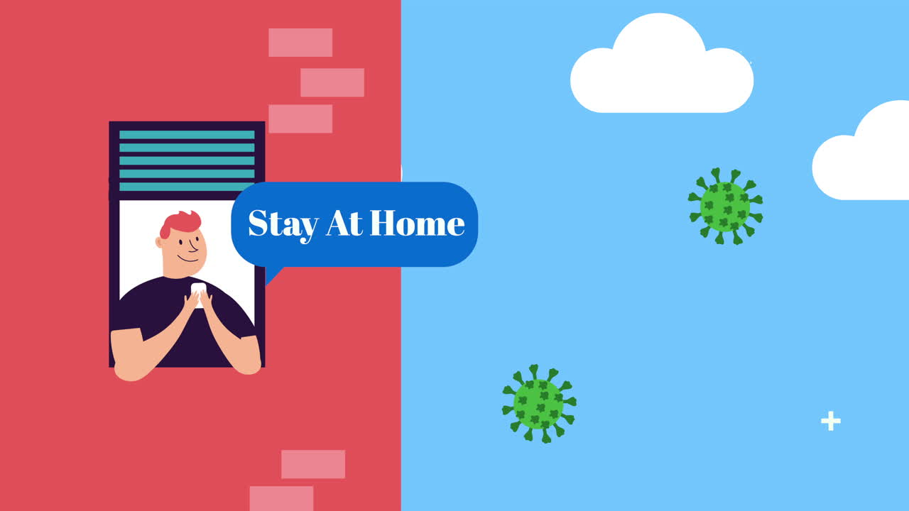 man using smartphone in building stay at home campaign