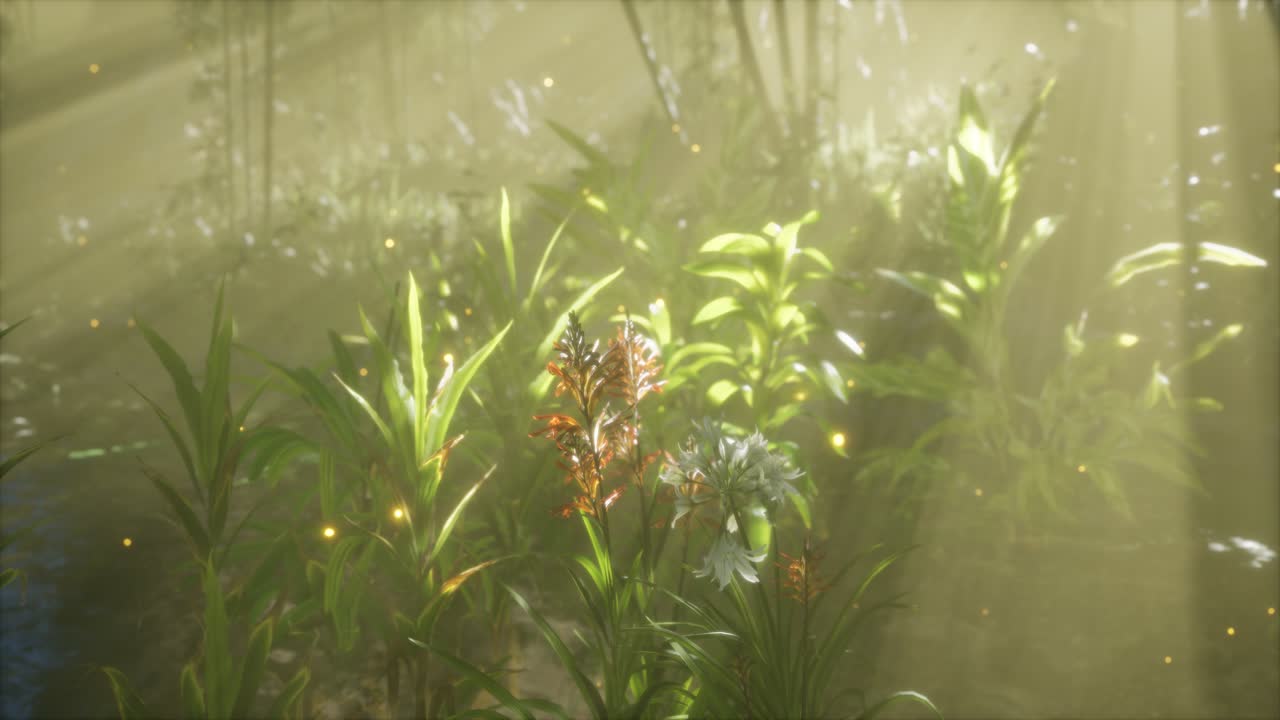 여름날 이른 아침 에 강 위 에 안개 가