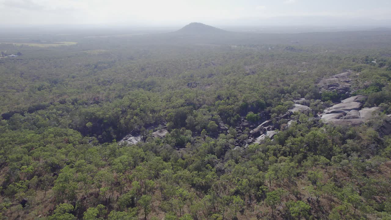 Thicket Of Forest And Huge Boulders At Granite Gorge Nature Park In North Queensland, Australia - aerial drone shot