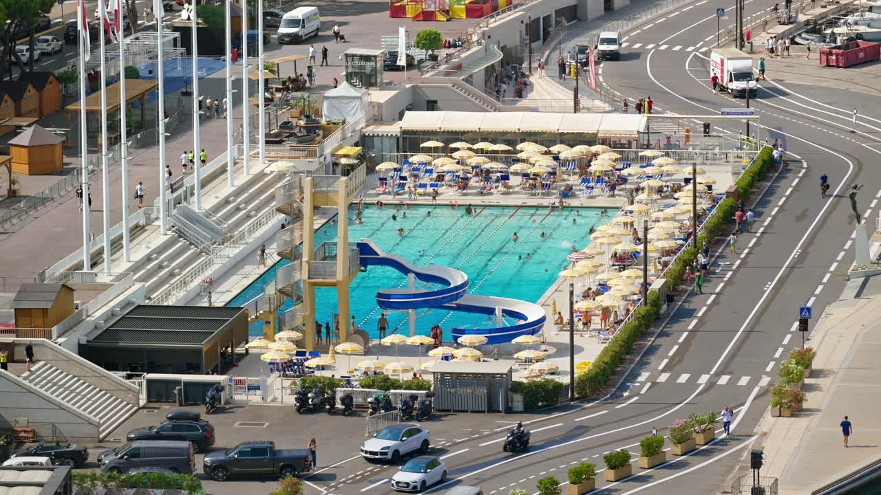 View of the Rainier III Nautical Stadium sports complex in the La Condamine district of Monaco
