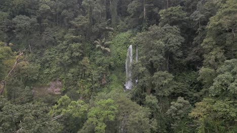 Luftaufnahmen-Zum-üppigen-Wald-Des-Tiu-Kelep-Wasserfalls-In-Lombok,-Indonesien