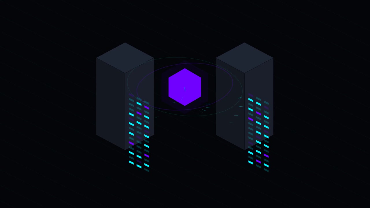 Abstract Digital Servers with Rotating Hexagon Data Core