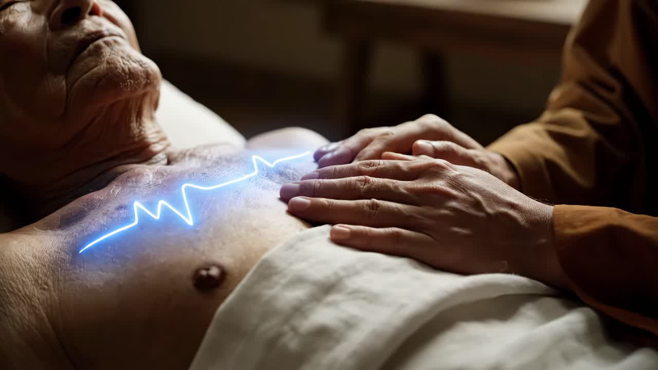 Elderly man receiving energy healing