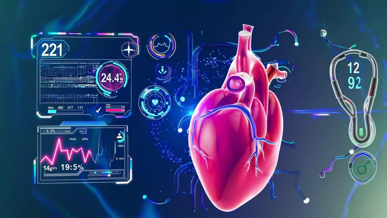 Futuristic video concept of a digital heart interface, showcasing ...