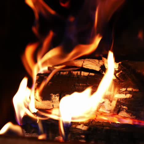 bright flame of burning fireplace