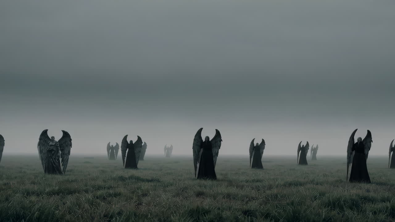 Dark Angels in a Foggy Field