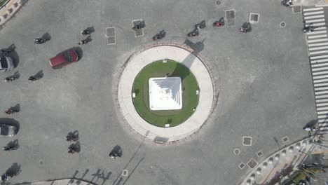 aerial top view of tugu jogja or yogyakarta monument, indonesia.