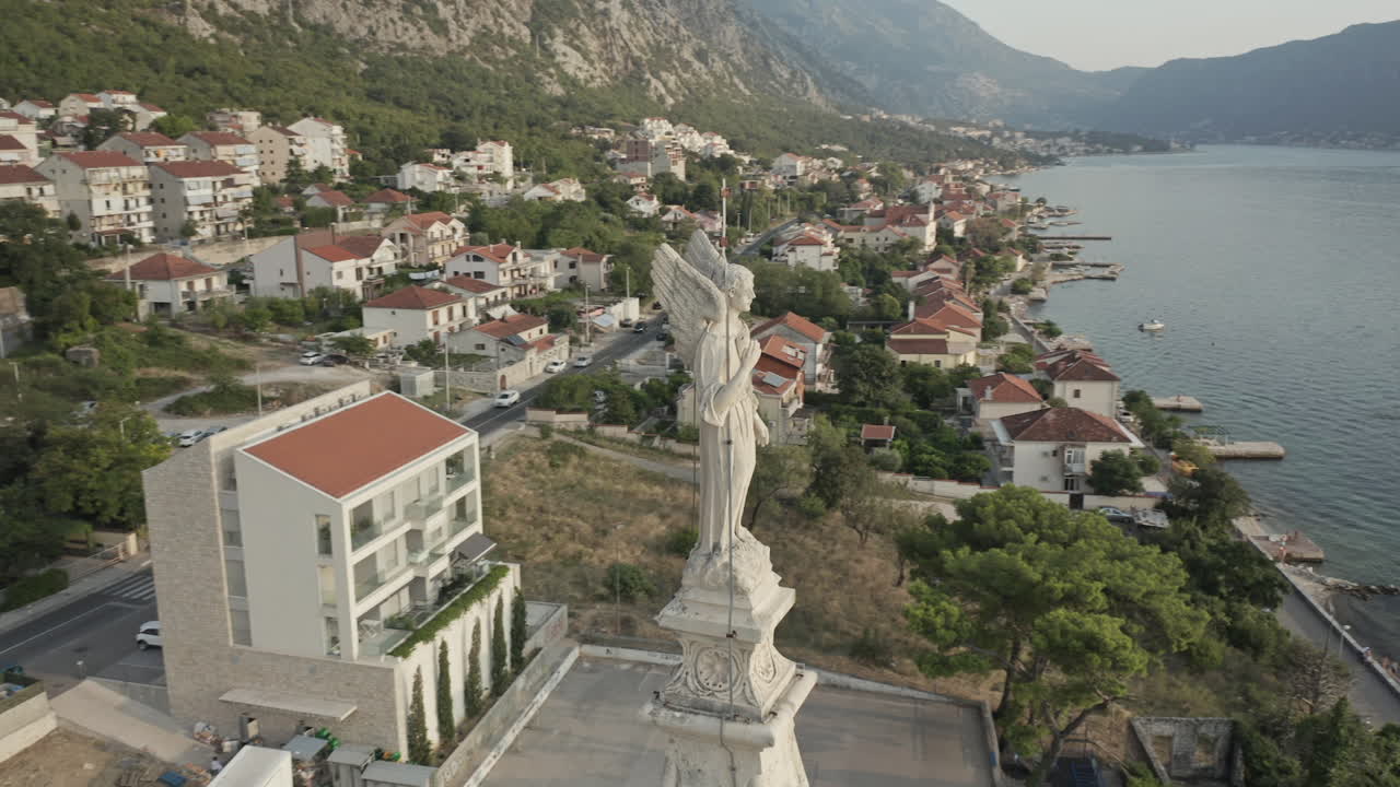Located in the Bay of Kotor this drone shot captures a close up rotation around the Church of Saint Eustace