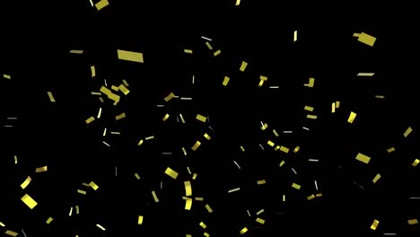 Animation-of-gold-confetti-falling-on-black-background