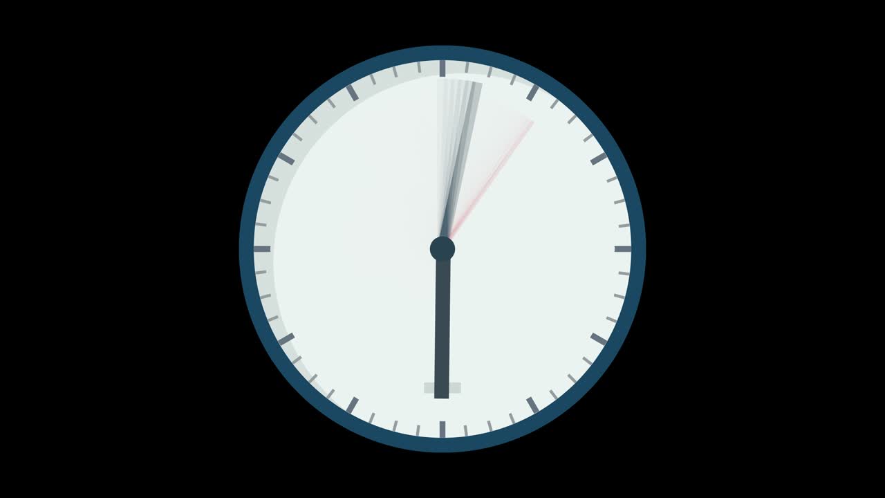 Flat design clock animation loop with alpha channel