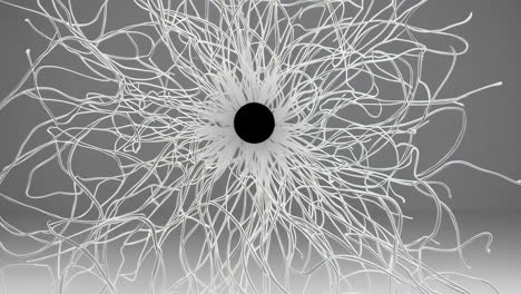 abstract design with white lines and black circle