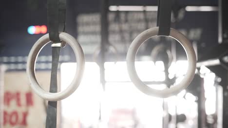 exercise rings in a gym