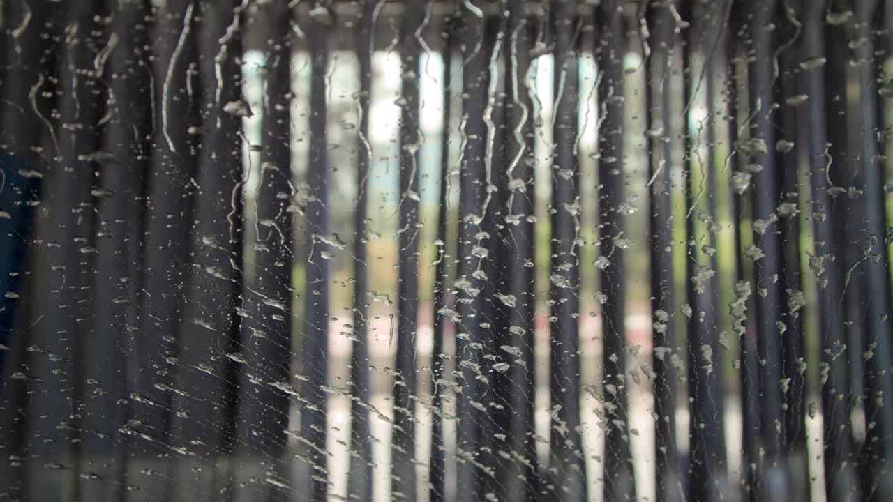 Water on the windshield of a car