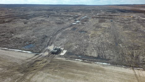 an aerial view of a shooting tank