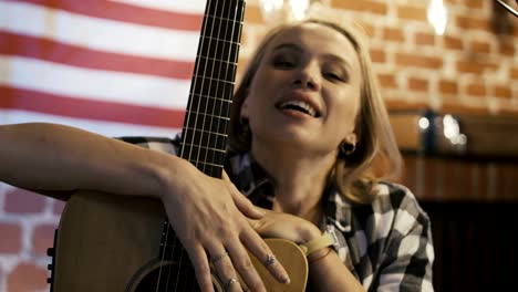 charming young girl with guitar