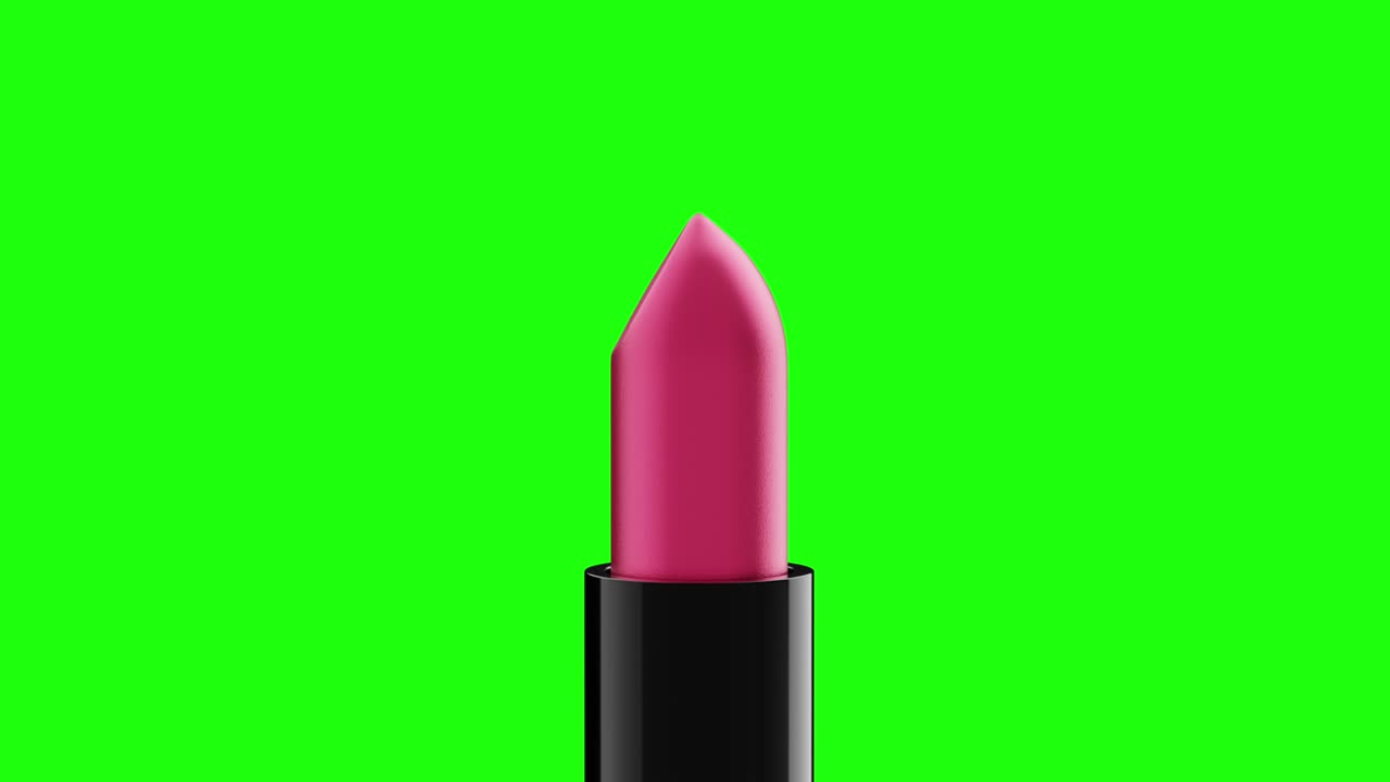 el lápiz labial de color rosa gira sobre un fondo rosa