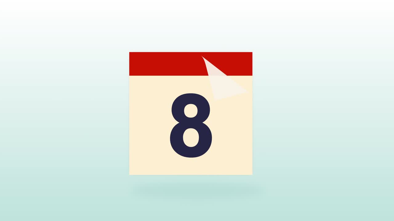 animación de bucle de colorido calendario mensual con páginas de vuelta de 31 días.