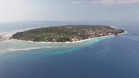 amazing aerial view of gili trawangan. picturesque small tropical island in indonesia.