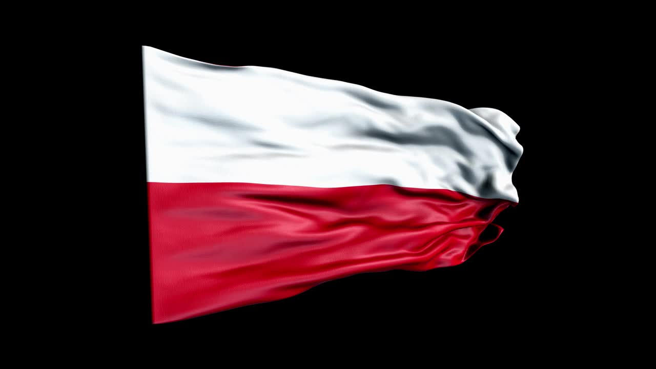 폴란드 발은 3d 애니메이션을 휘두르고 있습니다. 폴란드의 국기. 4k 폴란드  발 원활한 루프 애니메이션.