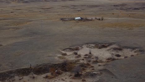 Prairie-land-in-the-morning-near-Alberta-Canada-filmed-from-over-head-with-a-drone