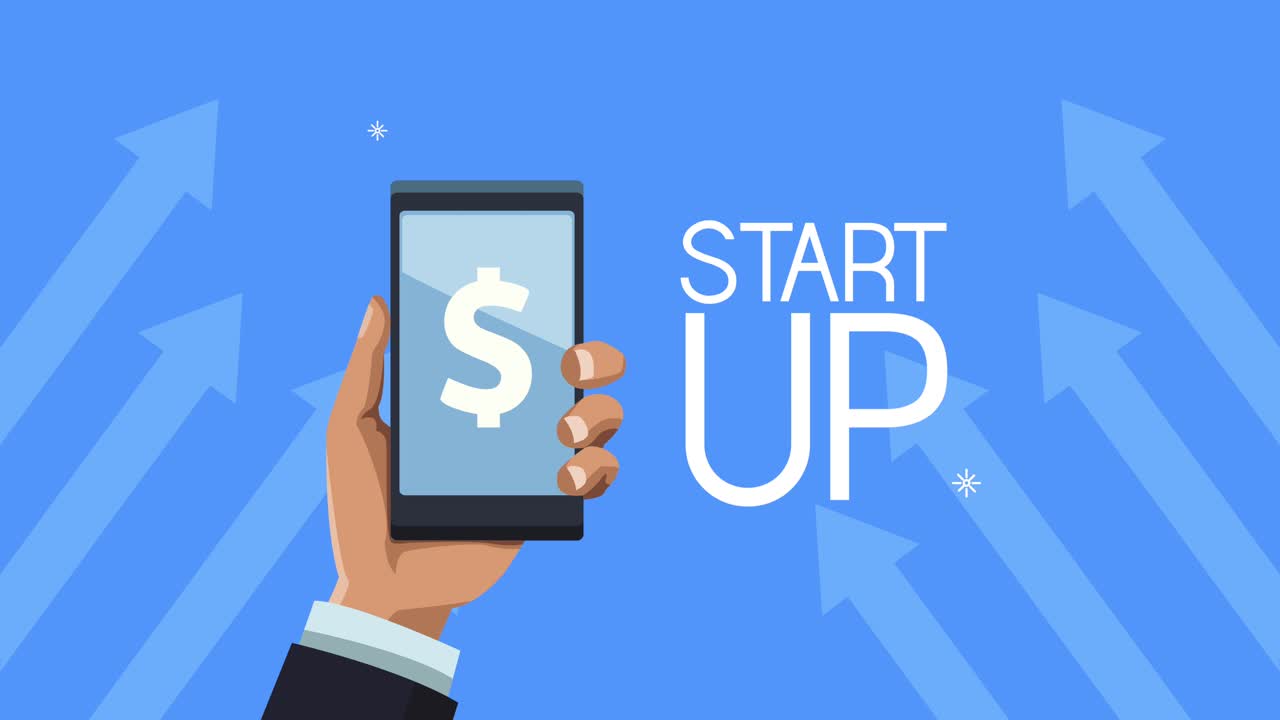 letras de inicio con animación de teléfono inteligente