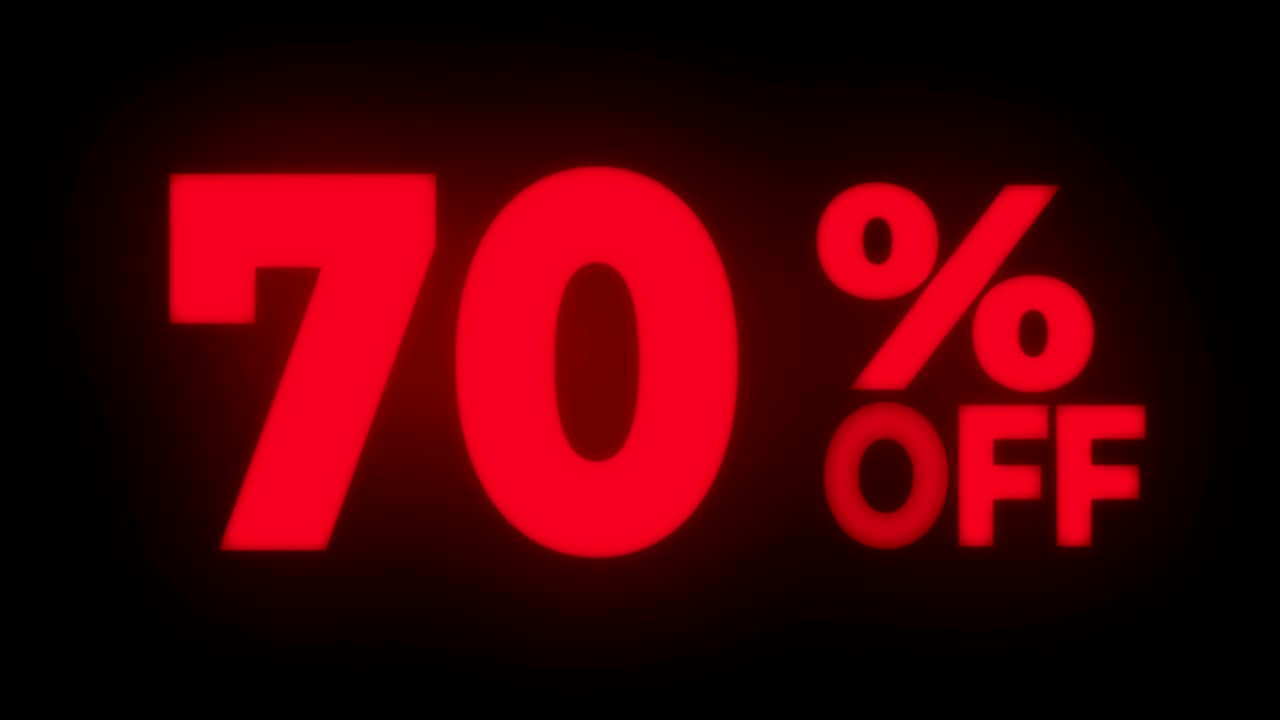 el 70% de descuento en el texto parpadeante muestra el bucle promocional.