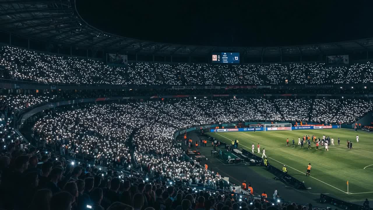 Spectacular Night at the Stadium: Fans Illuminate the Field with Thousands of Lights in a Memorable Evening of Sports and Celebration