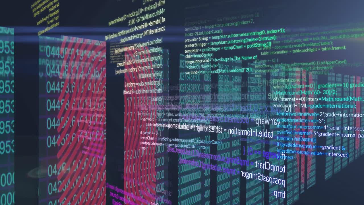 Animation of data processing on black background