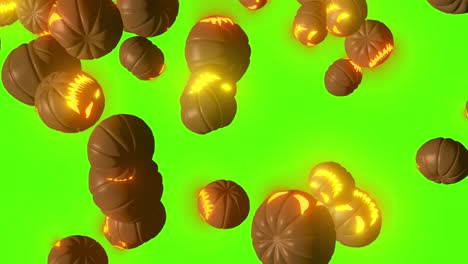 floating jack-o'-lanterns on green screen
