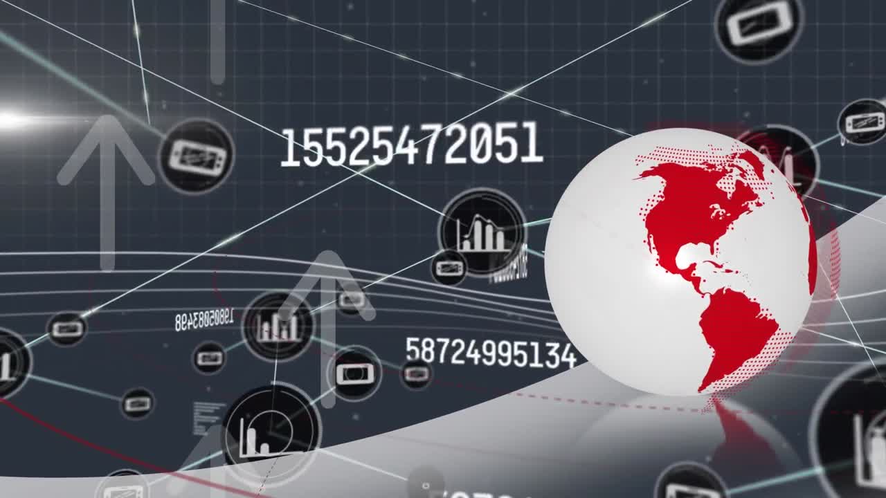 검은색 배경에 연결 네트워크와 함께 지구의 구성