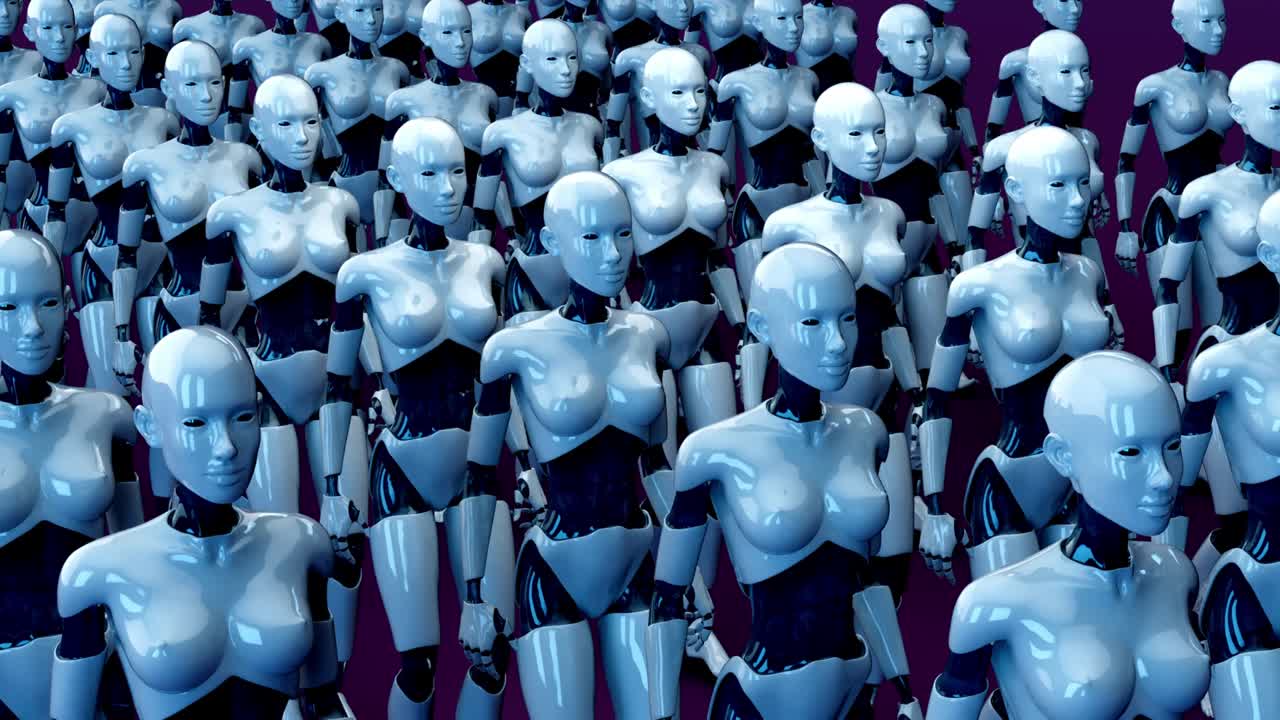 4K concept animation of women robots