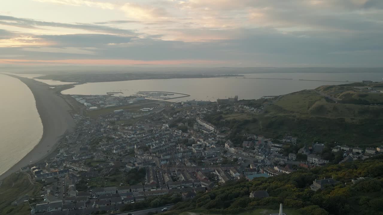 Aerial View of a Coastal Town in the UK