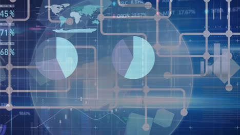 Animation-of-financial-data-processing-on-blue-background