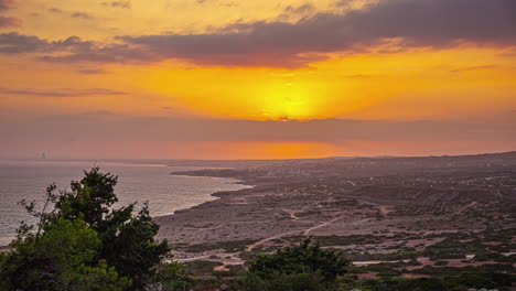 glowing golden sunset cloudscape time lapse over ayia napa, cyprus