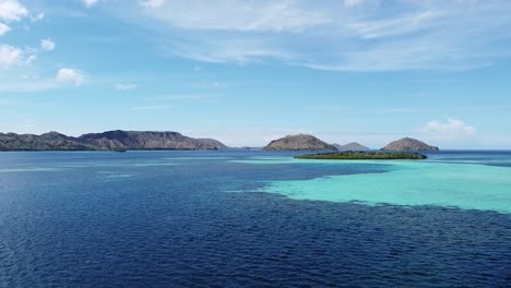 drone shot of the indian ocean in komodo national park, indonesia