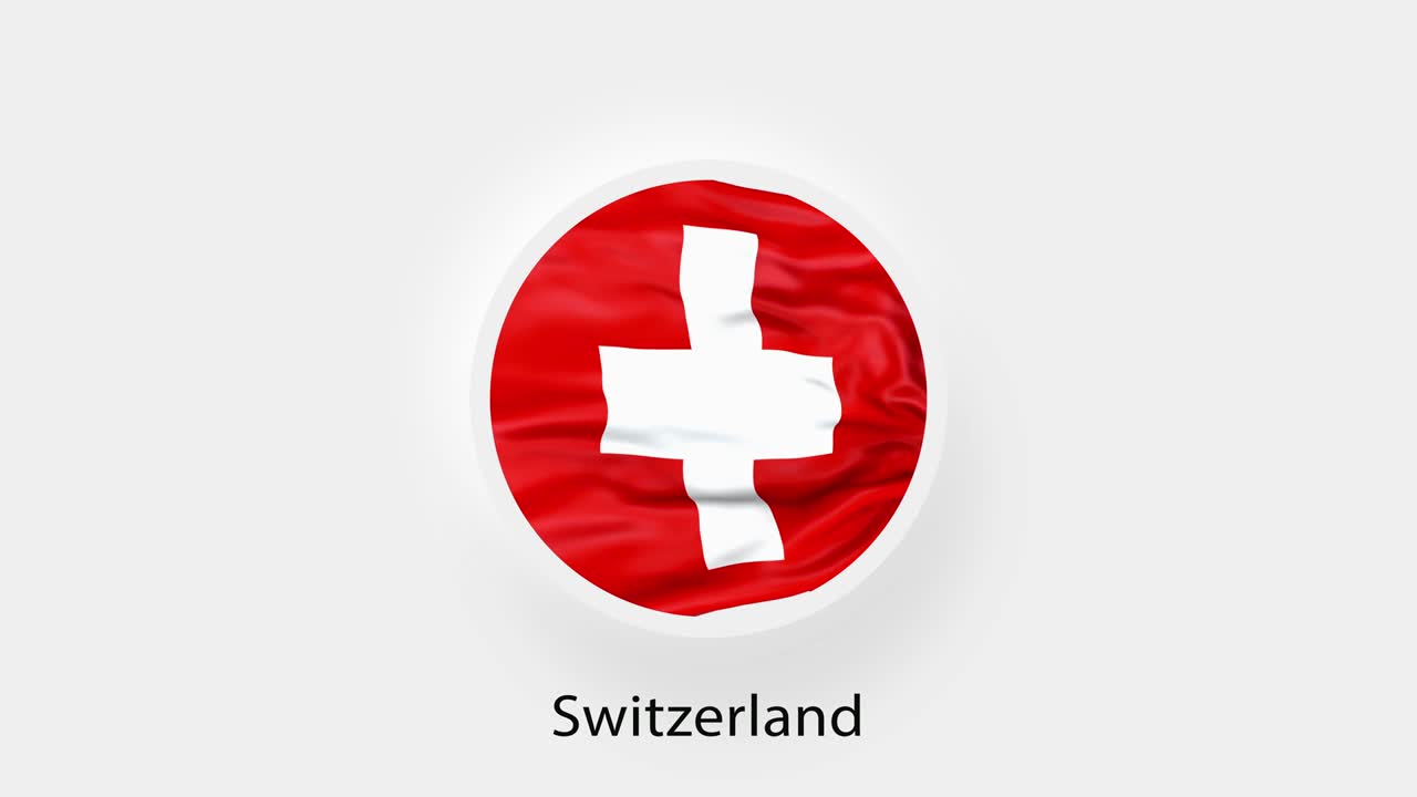 Switzerland Circular Flag Loop. Animated national flag of Switzerland. Realistic Switzerland Flag waving. 4K video