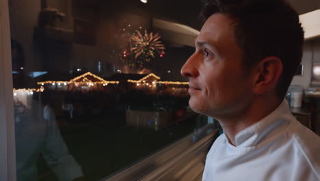 Chef watching fireworks