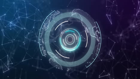 animación del procesamiento de datos digitales en el ámbito y las conexiones