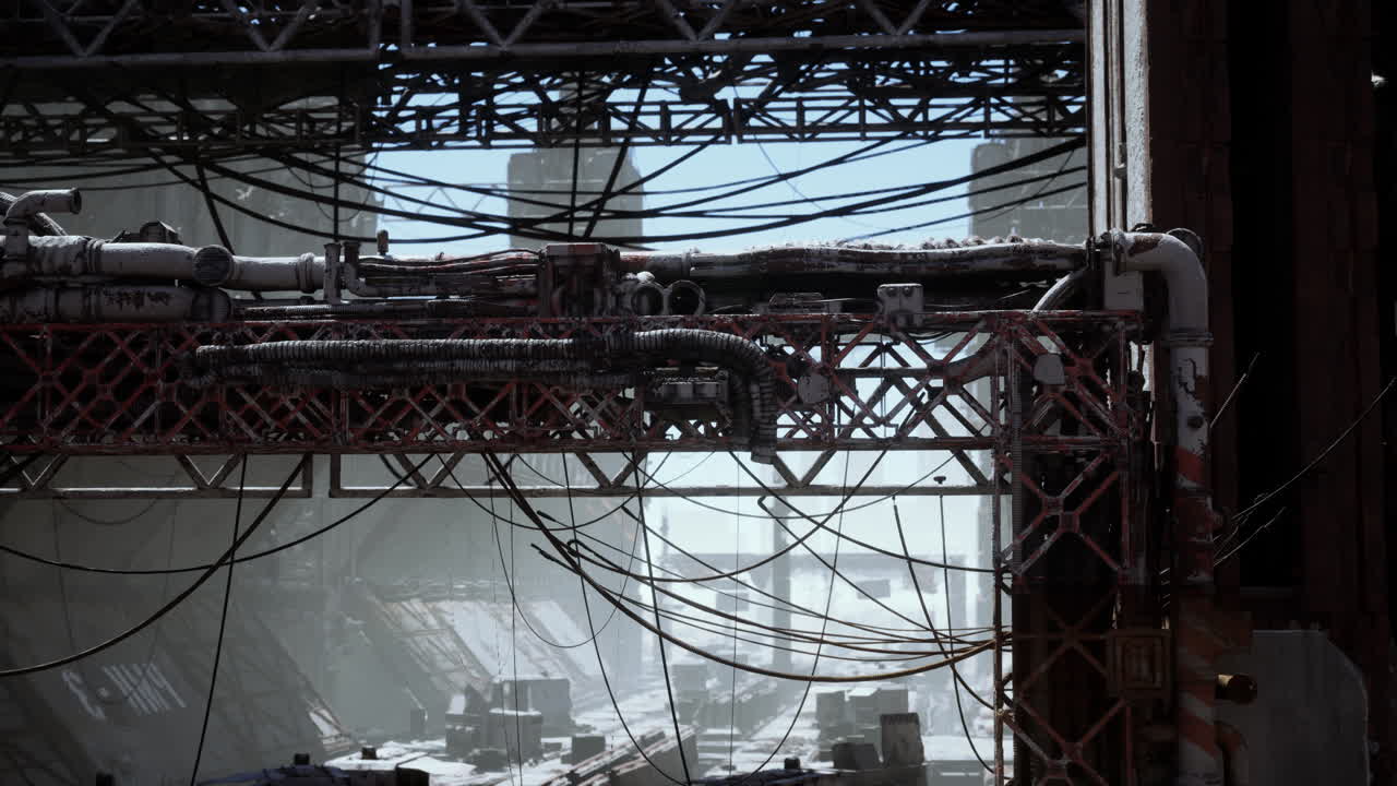 포스트 아포칼립스 냉동 도시 풍경