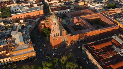 view from the air of the temple of san francisco de asis in the city of queretaro