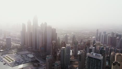 dubai skyline on a misty day