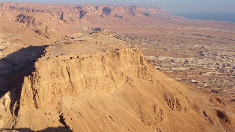 masada fortress and desert landscape with dead sea