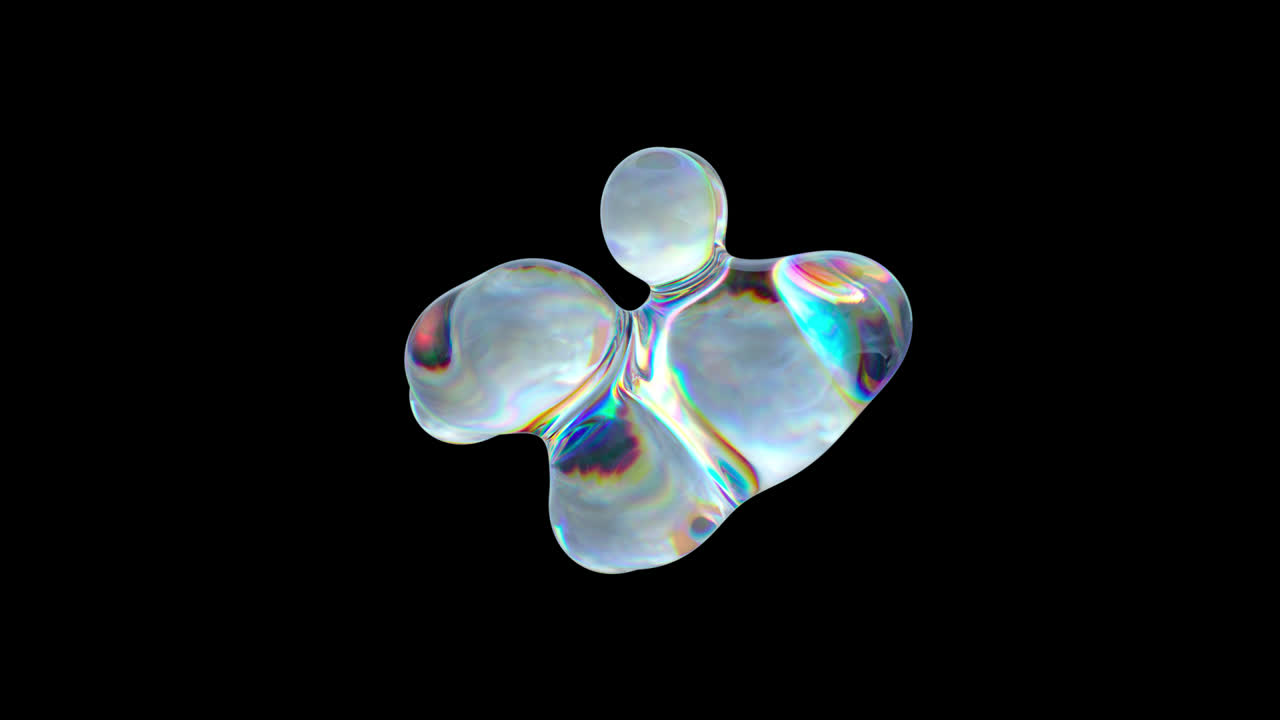 Iridescent Amorphous Liquid Shape Morphing on Black Background