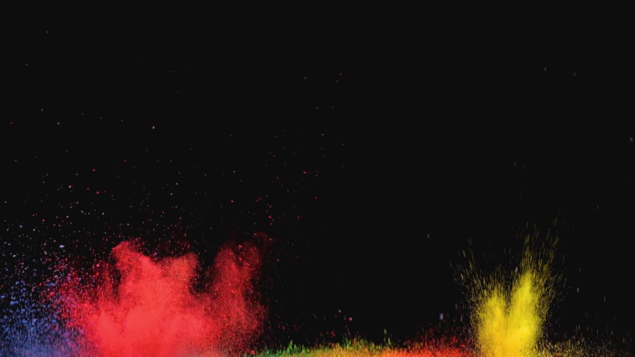Salpicos de partículas coloridas. Câmera lenta