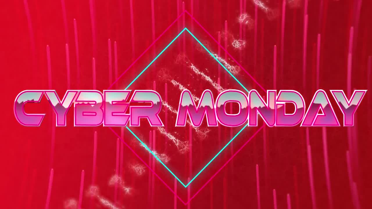 사이버 월요일 텍스트의 애니메이션 dna  ⁇ 과 빨간색 배경에 빛의 흔적