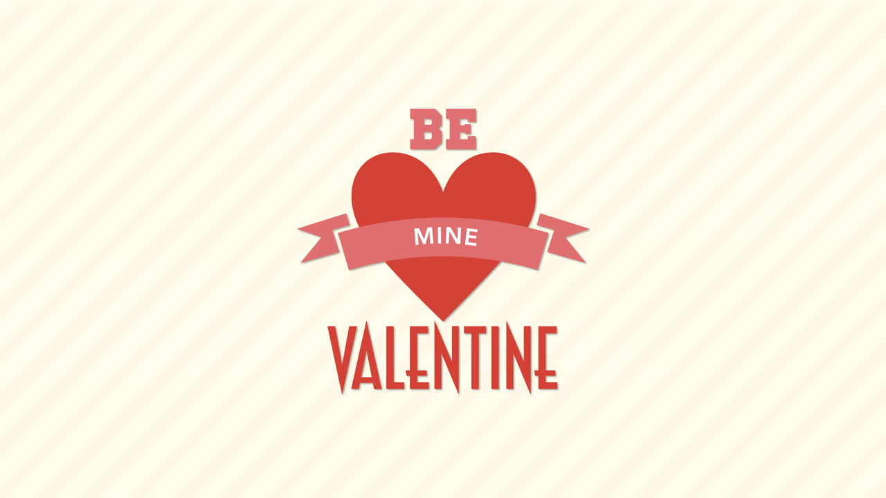 ser mío san valentín con corazón rojo y cinta en degradado rayado